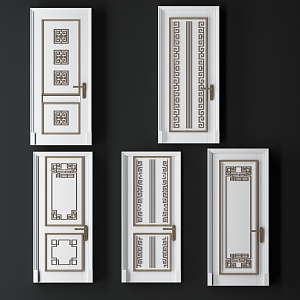 New Chinese Style Flat Door White Matte Paint Door 3d model