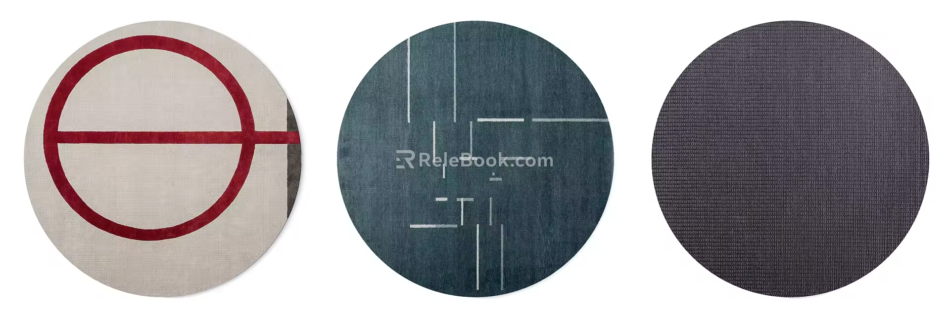 Modern round carpet red green gray abstract pattern round carpet combination 3d model