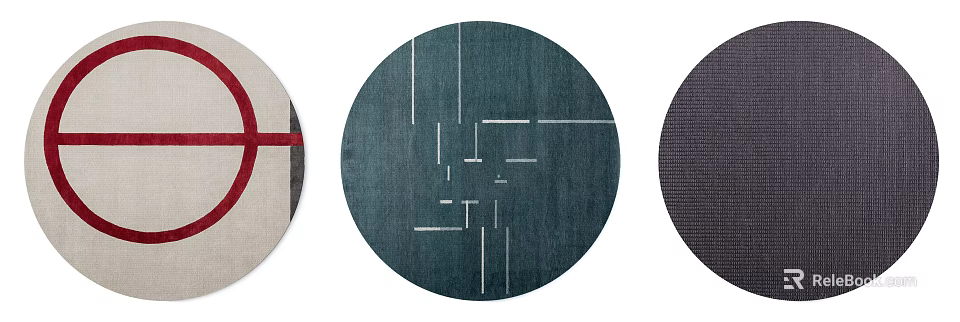 Modern Round Rug With Geometric Line Patterns In Various Tones For Home Decor 3d model 