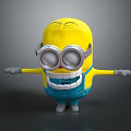 Cheerful Minion Character From Despicable Me With Yellow Body Silver Goggles And Open Arms