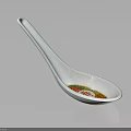 Artistic Ceramic White Spoon With Traditional Colorful Decorative Pattern Design 3d model