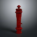 Red Decorative Household Column Ornament with Intricate Carvings and Ornate Top for Home Living Space