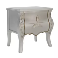Elegant Light Silver Chest Of Drawers With Delicate Golden Leaf Carvings For Luxury Bedroom Storage