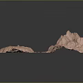 3D Mountainous Terrain Model With Detailed Elevated Features And Landscape Structure