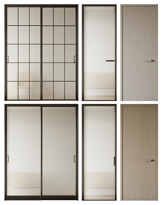 Modern sliding door combination 3d model