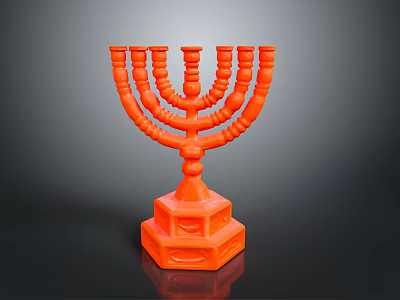 Orange Decorative Candelabra With Ornate Square Base And Curved Branches For Home Living 3d model