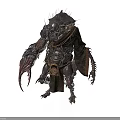 Spiked Mythical Creature Character With Clawed Limbs Chains Tattered Robes And Waist Pouch