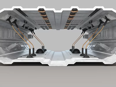 Industrial Equipment Internal Structure With Metal Frames Pipes And Mechanical Components 3d model