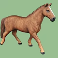 Brown Toy Horse Models Standing In Different Poses On White Background 3d model