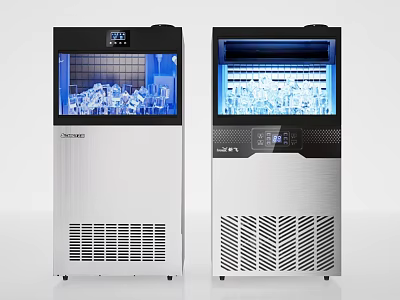Commercial Ice Machines With Stainless Steel Body Blue LED Lighting And Digital 3d model