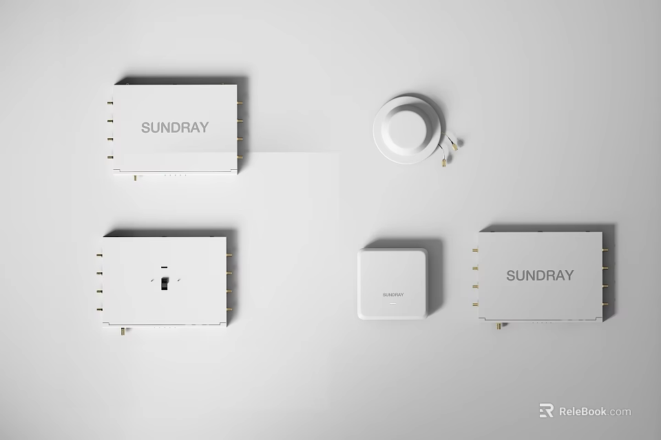 SUNRAY Industrial Equipment With Multiple White Modules Rectangular And Circular Units 3d model 