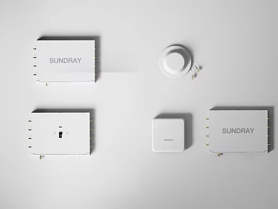 SUNRAY Industrial Equipment With Multiple White Modules Rectangular And Circular Units 3d model