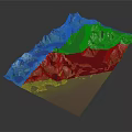 Detailed 3D Topographic Model Featuring Mountains And Lakes On Deep Blue Background