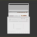 White Outdoor Grill With Multiple Grilling Areas Condiment Rack And Storage Cabinets
