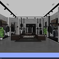 Modern Clothing Store Interior With Display Racks Sofas Green Plants And Lighting