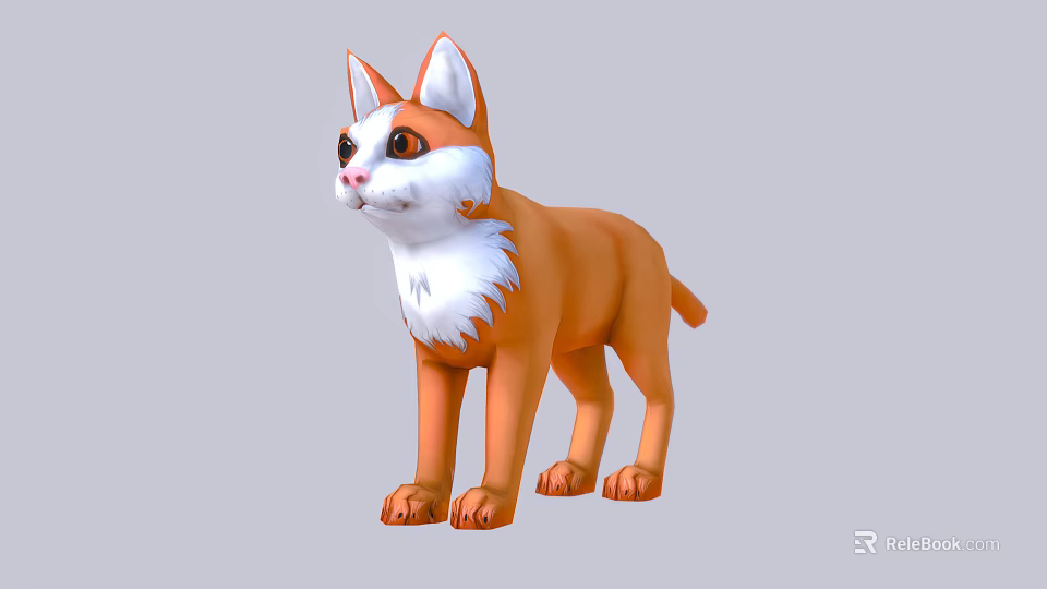 Cute Cartoon Orange Fox With White Chest And Ears Standing In 3D Pose 3d model 