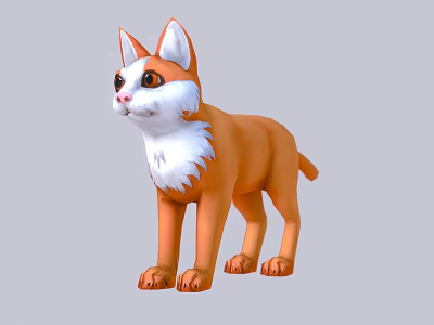 Cute Cartoon Orange Fox With White Chest And Ears Standing In 3D Pose 3d model