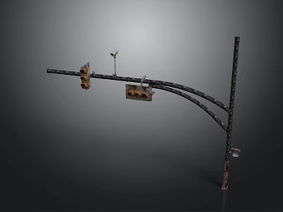 Urban Traffic Light Pole With Signal Lights Surveillance Camera And Street Sign 3d model