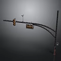 Urban Traffic Light Pole With Signal Lights Surveillance Camera And Street Sign