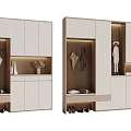 Modern Shoe Cabinet Design With Storage Compartments Hanging Area And Decorative Elements 3d model