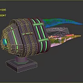 Purple Mechanical Device With Green Protruding Parts And Stable Base