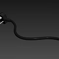 Black Electrical Power Plug With Flexible Cable And Three Prongs