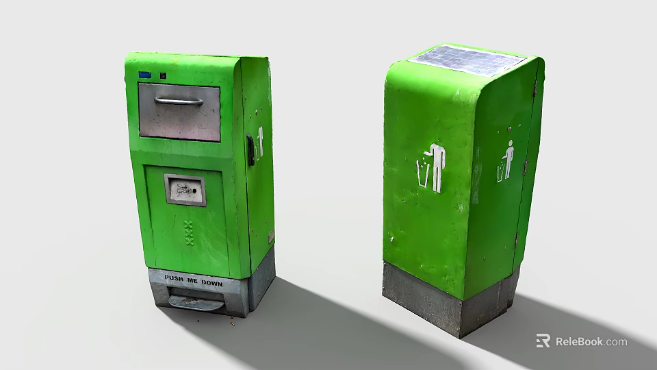 Green Solar Powered Paper Recycling Bins For Household Waste Management 3d model 