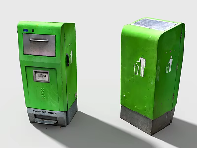 Green Solar Powered Paper Recycling Bins For Household Waste Management 3d model
