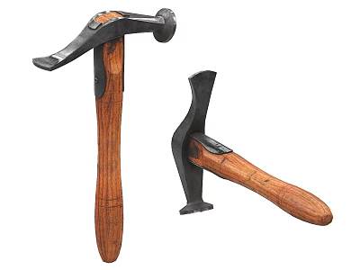 Practical Quality Hardware Tools Hammers With Wooden Handles And Metal Heads 3d model