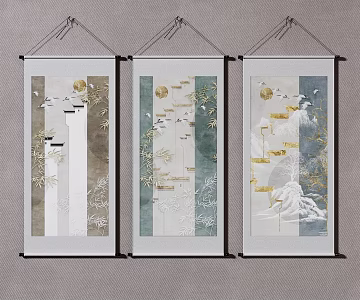 New Chinese Plant Painting Decorative Painting 3d model
