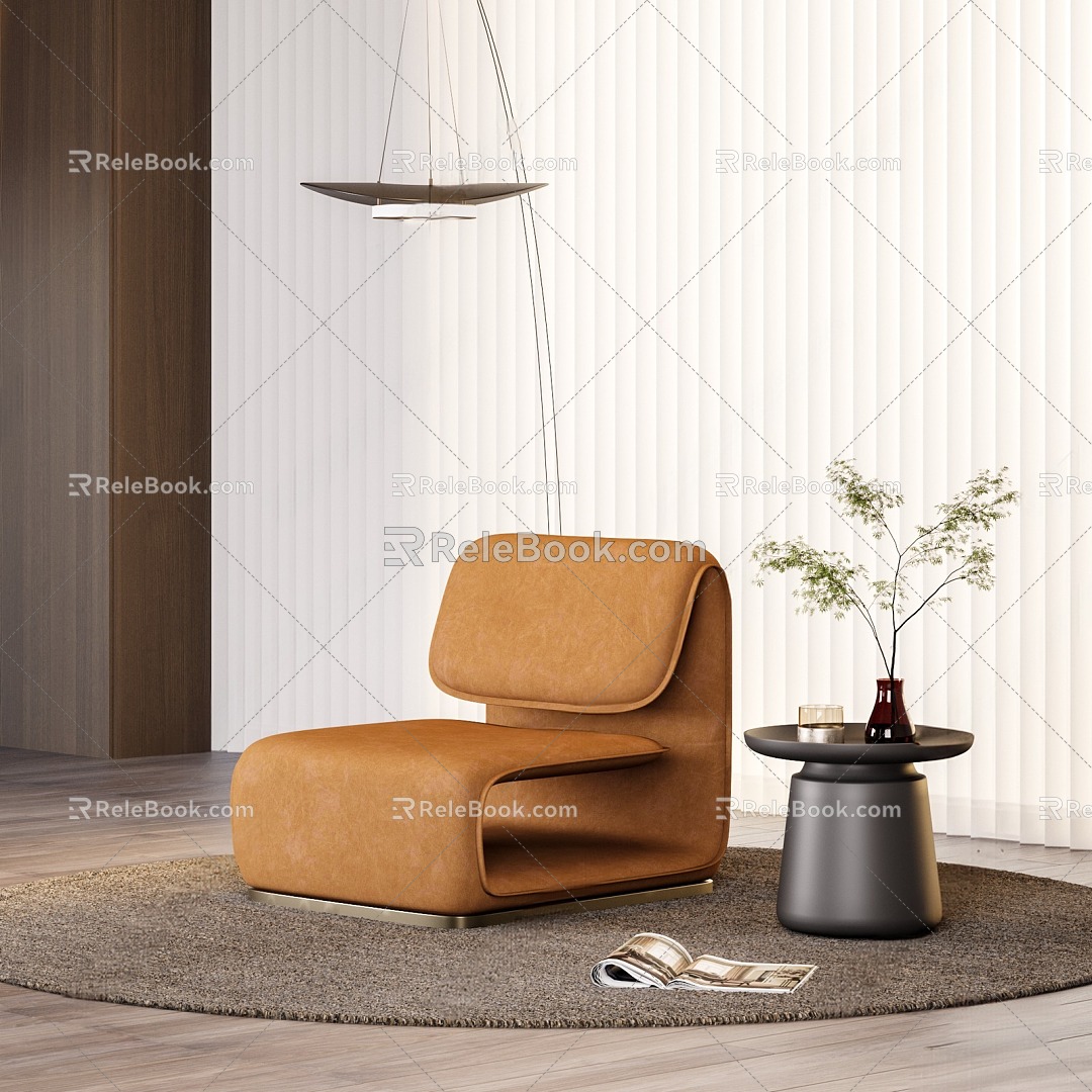 Simple geometric orange lounge chair 3d model