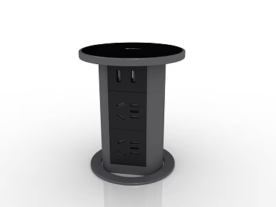 Black Round Top Power Tower Electrical Appliance With Multiple Outlets For Daily Use 3d model