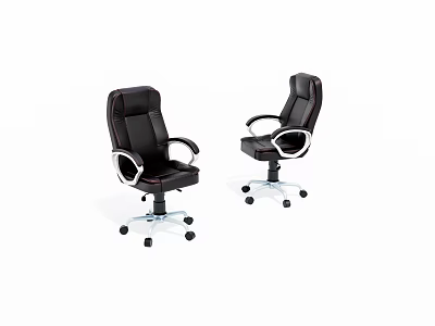 Ergonomic Black Leather Office Chair With Adjustable Armrests And Swivel Rolling Wheels 3d model
