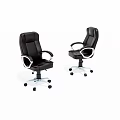 Ergonomic Black Leather Office Chair With Adjustable Armrests And Swivel Rolling Wheels