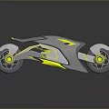 Futuristic Motorcycle With Sleek Design Gray Yellow White Colors And Dark Background Reflection