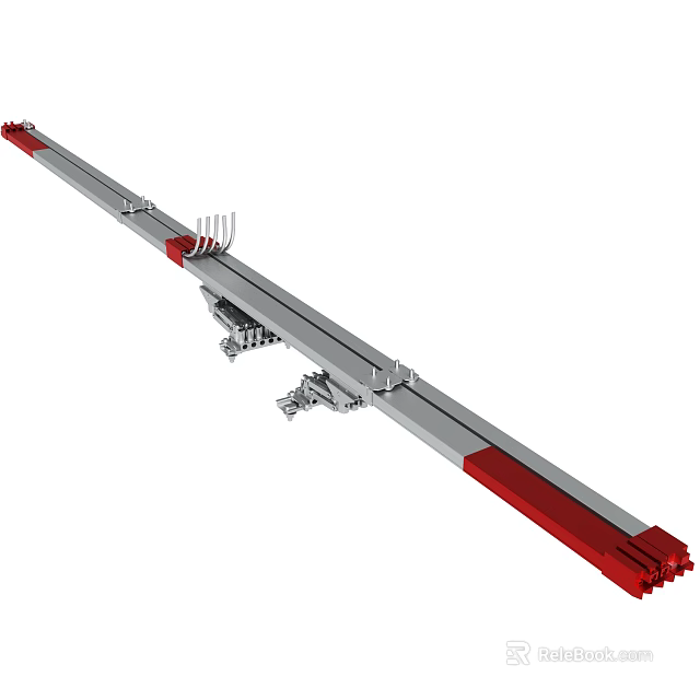 Industrial Rail Structure With Gray Main Body Red End Sections And Metal Brackets 3d model 