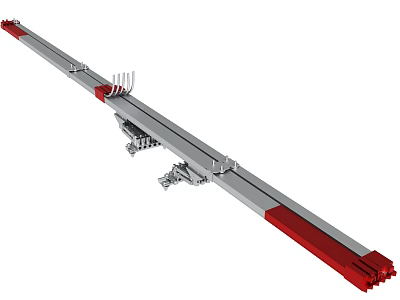 Industrial Rail Structure With Gray Main Body Red End Sections And Metal Brackets 3d model