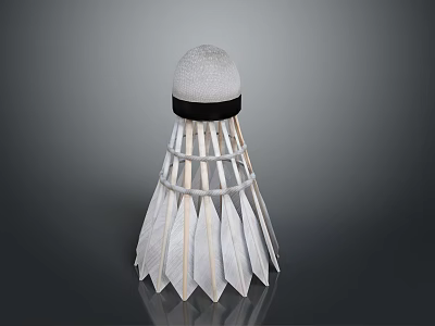 White Feather Badminton Shuttlecock with Black Band and Cork Head for Daily Life Use 3d model