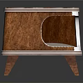 Modern Wooden Side Table With White Trim Cutout Detail And Wooden Legs