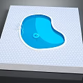 Cartoon Scene of Square Platform with Blue Swimming Pool and Hexagonal Tiles