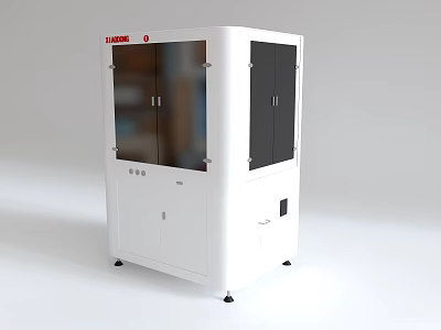 Industrial Plant Enclosed Equipment With White Cabinet Glass Doors Black Panels 3d model