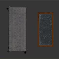 Two Stylish Furniture Tables With Gray Tablecloth Cover And Blue Marble Top Wooden Frame