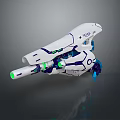 Futuristic Sci Fi Weapon 3D Model With White Blue And Green Glowing Parts