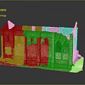 Ancient Historical Building Model With Brick Stone Structure Arched Windows And Damaged Roof