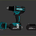 FPTools Cordless Drill With Teal And Black Design Battery Pack And Charger