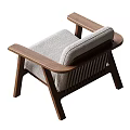 Minimalist Modern Accent Chair With Natural Wooden Frame And Light Gray Upholstered Seat Backrest