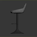 Light Gray Quilted Diamond Pattern Bar Stool With Metal Base And Swivel Design 3d model
