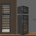 Modern Wine Cabinet with Glass Doors Multiple Wine Racks Wooden Frame and Metal Storage Design