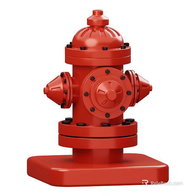 Red Fire Hydrant With Metal Components For Fire Safety Equipment 3d model 