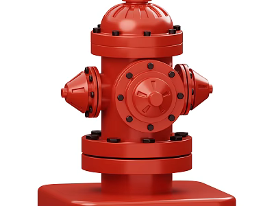 Red Fire Hydrant With Metal Components For Fire Safety Equipment 3d model